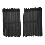 Max Embroidered Window Voile Sheer Curtain Valance Tiers Black-2 Tiers-74x61cm
