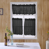 Max Embroidered Window Voile Sheer Curtain Valance Tiers Black-2 Tiers-74x61cm
