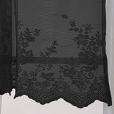 Max Embroidered Window Voile Sheer Curtain Valance Tiers Black-2 Tiers-74x61cm