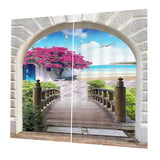 Maxbell 2 Panels 3D Digital Print Curtain Drapes+Hook+Mute Ring, Home Decor Style_2