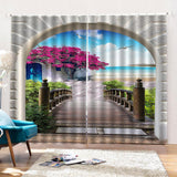 Maxbell 2 Panels 3D Digital Print Curtain Drapes+Hook+Mute Ring, Home Decor Style_2