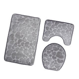 Max 3 Pieces Non-slip Bath Mat Contour Rug Toilet Lid Cover  Heart-Grey