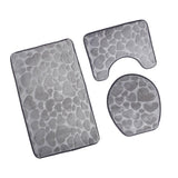 Max 3 Pieces Non-slip Bath Mat Contour Rug Toilet Lid Cover  Heart-Grey