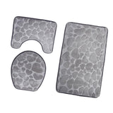 Max 3 Pieces Non-slip Bath Mat Contour Rug Toilet Lid Cover  Heart-Grey