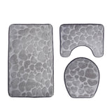 Max 3 Pieces Non-slip Bath Mat Contour Rug Toilet Lid Cover  Heart-Grey