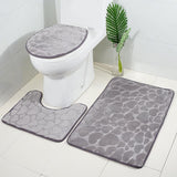 Max 3 Pieces Non-slip Bath Mat Contour Rug Toilet Lid Cover  Heart-Grey