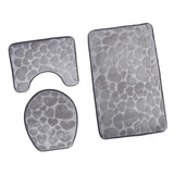 Max 3 Pieces Non-slip Bath Mat Contour Rug Toilet Lid Cover  Heart-Grey