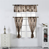 Max 3pcs/set Kitchen Bathroom Window Sheer Tier Curtain & Valance Dark Coffee