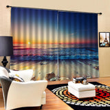 Max 2 Panels 3D Digital Print Curtain Drapes+Hook+Mute Ring Dusk Beach_1
