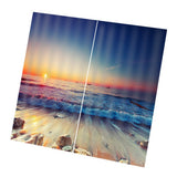 Max 2 Panels 3D Digital Print Curtain Drapes+Hook+Mute Ring Dusk Beach_1