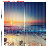 Max 2 Panels 3D Digital Print Curtain Drapes+Hook+Mute Ring Dusk Beach_1