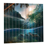 Max 2 Panels 3D Digital Print Curtain Drapes+Hook+Mute Ring Sea Wave_1