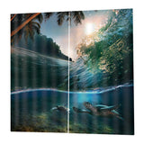 Max 2 Panels 3D Digital Print Curtain Drapes+Hook+Mute Ring Sea Wave_1