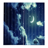 Max 2 Panels 3D Digital Print Curtain Drapes+Hook+Mute Ring Night sky