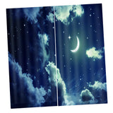 Max 2 Panels 3D Digital Print Curtain Drapes+Hook+Mute Ring Night sky