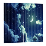 Max 2 Panels 3D Digital Print Curtain Drapes+Hook+Mute Ring Night sky