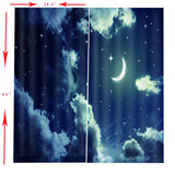 Max 2 Panels 3D Digital Print Curtain Drapes+Hook+Mute Ring Night sky
