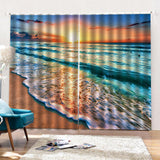 Max 2 Panels 3D Digital Print Curtain Drapes+Hook+Mute Ring Sea Wave_2