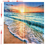 Max 2 Panels 3D Digital Print Curtain Drapes+Hook+Mute Ring Sea Wave_2