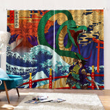 Max 2 Pcs/Panels Decorative Japanese Ukiyoe Style Digital Printing Curtain Drape