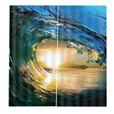 Max 2 Pcs/Panels Decorative Sunset Blue Sea Wave Digital Printing Curtain Drapes