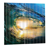 Max 2 Pcs/Panels Decorative Sunset Blue Sea Wave Digital Printing Curtain Drapes