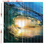 Max 2 Pcs/Panels Decorative Sunset Blue Sea Wave Digital Printing Curtain Drapes