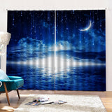 Max 2 Pcs/Panels Decorative Moon Star Cloud Image Digital Printed Curtain Drape