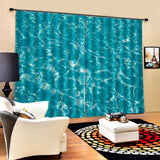 Max 2 Pcs/Panels Decorative Blue Waves Digital Printed Waterproof Curtain Drape