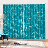 Max 2 Pcs/Panels Decorative Blue Waves Digital Printed Waterproof Curtain Drape