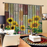 Max 2Pcs/Panels Decorative Sunflower Image Digital Printing Window Curtain Drape