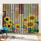 Max 2Pcs/Panels Decorative Sunflower Image Digital Printing Window Curtain Drape