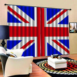 Max 2Pcs/Panels Decorative Blue&Red Digital Printing Waterproof Curtain Drapes