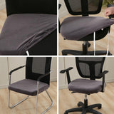 Max Velvet Stretch Chair Seat Cover Protector Office Chair Slipcover Deep Grey