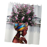 Max Digital Printing Mildew Resistant Anti-Bacterial PEVA Shower Curtain Liner African Women_B