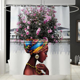 Max Digital Printing Mildew Resistant Anti-Bacterial PEVA Shower Curtain Liner African Women_B
