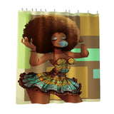 Max Digital Printing Mildew Resistant Anti-Bacterial PEVA Shower Curtain Liner African Women_C