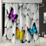 Max Digital Printing Mildew Resistant Anti-Bacterial PEVA Shower Curtain Liner Pebble Butterfly