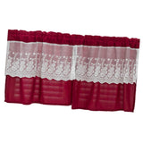 Max 2 Panels Rod Pocket Short Curtain Drapes for Kitchen Bathroom Wine Red