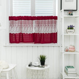 Max 2 Panels Rod Pocket Short Curtain Drapes for Kitchen Bathroom Wine Red