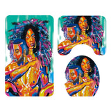 Max 3 Pieces Non-slip Bathroom Bath Mat U-Shape Contour Mat Toilet Lid Cover African Couple