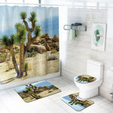 Max 3 Pieces Non-slip Bathroom Bath Mat U-Shape Contour Mat Toilet Lid Cover Desert Plant