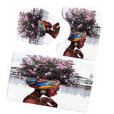 Max 3 Pieces Non-slip Bathroom Bath Mat U-Shape Contour Mat Toilet Lid Cover African Woman_B