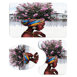 Max 3 Pieces Non-slip Bathroom Bath Mat U-Shape Contour Mat Toilet Lid Cover African Woman_B