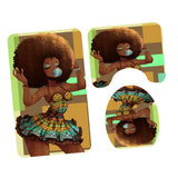 Max 3 Pieces Non-slip Bathroom Bath Mat U-Shape Contour Mat Toilet Lid Cover African Woman_C