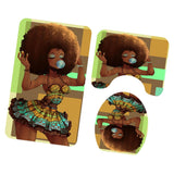 Max 3 Pieces Non-slip Bathroom Bath Mat U-Shape Contour Mat Toilet Lid Cover African Woman_C