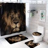 Max 3 Pieces Non-slip Bathroom Bath Mat U-Shape Contour Mat Toilet Lid Cover Lion