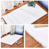 Max Living Room Area Rug, Faux Fur Plush Floor Mat for Bedroom 60x90cm White