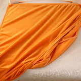 Max Velvet Polyester Stretch Wedding Banquet Dining Chair Seat Cover  Orange