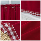 Max 1 Panel Kitchen Curtain Tier Small Window Drape Decor Wine Red_74x90cm